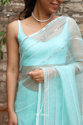 Jenna Silk Cyan Blouse